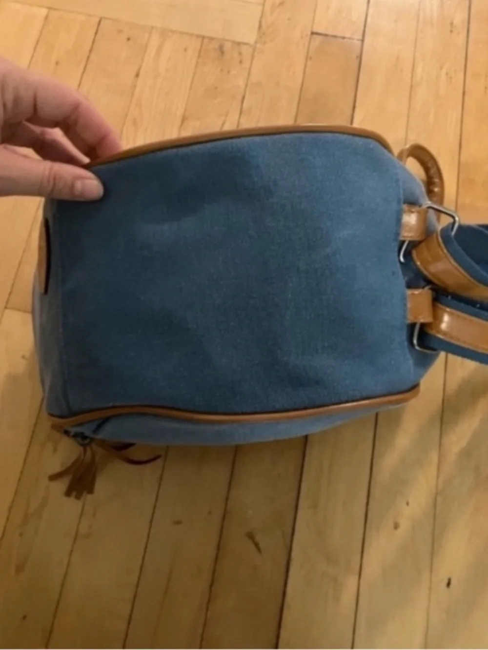 Oris Jet Setter Blue Canvas Tan Trim Small Soft Travel Backpack